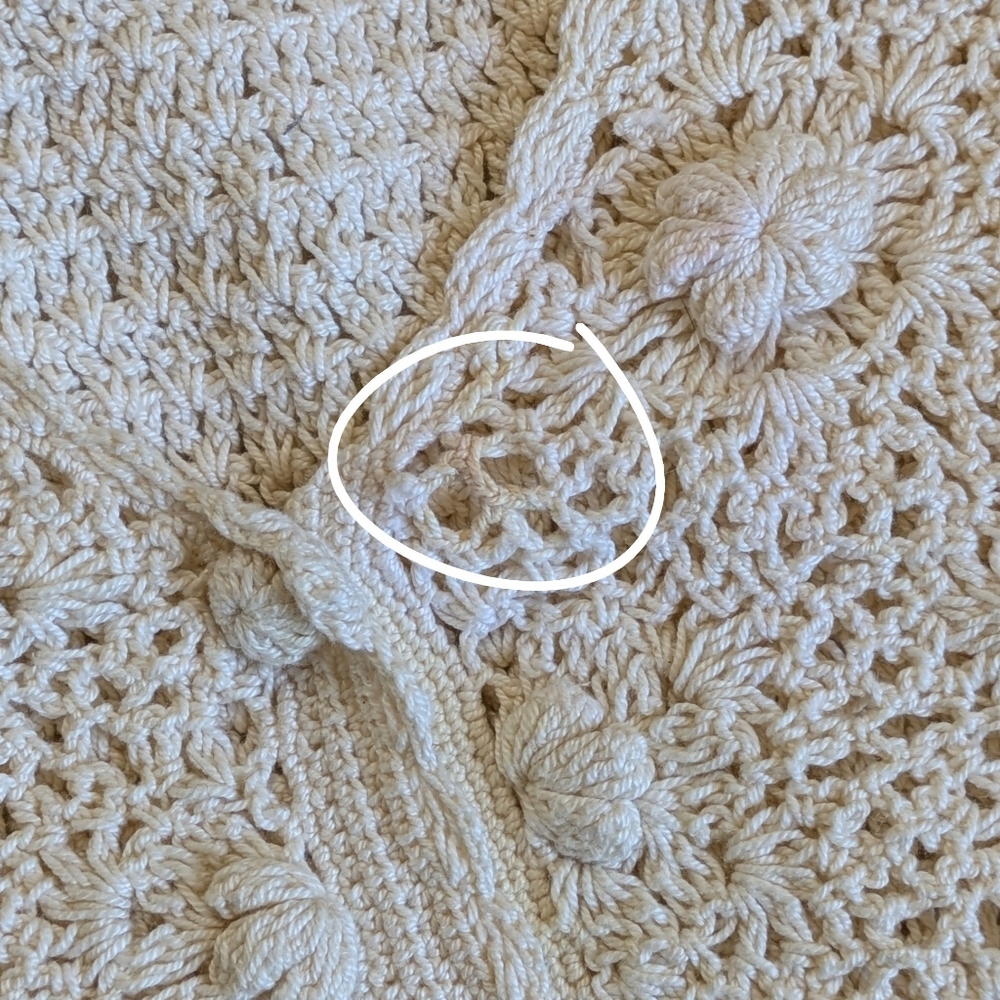 Vintage Cream Hand Crochet Floral Sweater Vest - Picture 4 of 6